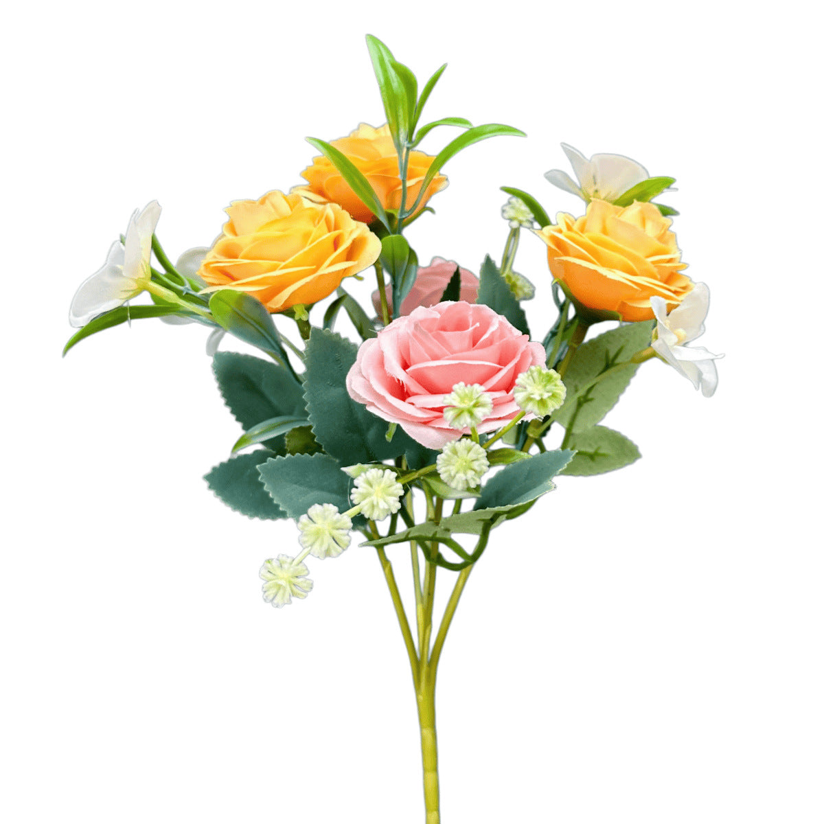 Realistische Kunstrose, 28 cm hoch, 5 Blüten pro Stiel, 2 Stück, für Hochzeitsdekoration, Hausdekoration