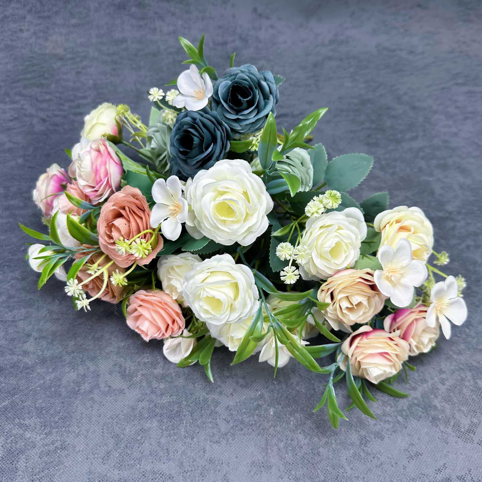 Realistische Kunstrose, 28 cm hoch, 5 Blüten pro Stiel, 2 Stück, für Hochzeitsdekoration, Hausdekoration