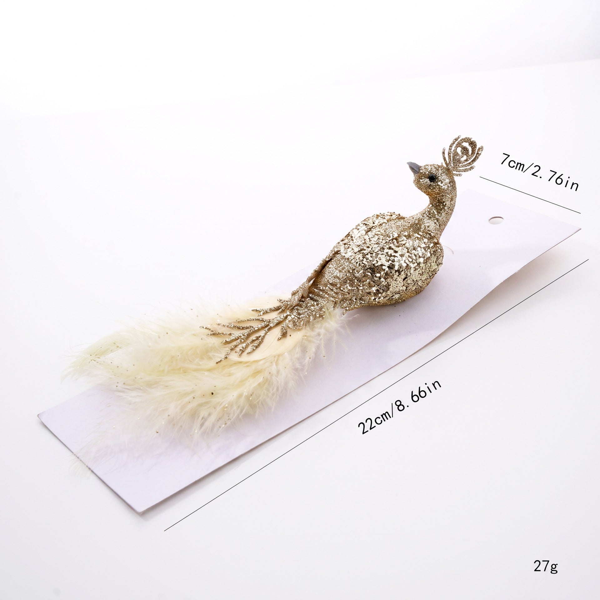 Künstlicher Pfauen-Dekoaufsteller, 22 cm lang, 7 cm breit, Schaumstoff, realistisch für Hochzeit, Festdekoration, Grabschmuck, Innenraumgestaltung