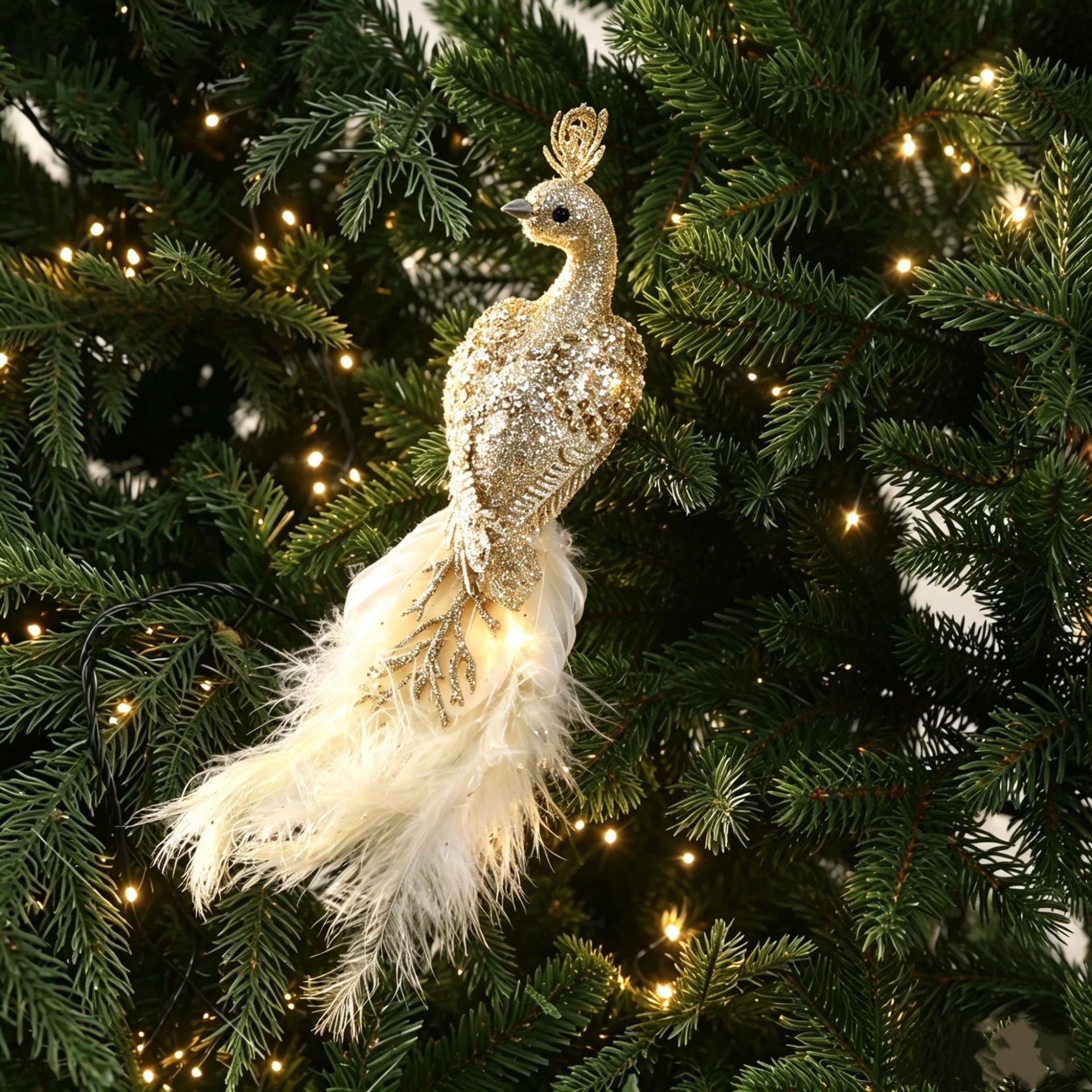 Künstlicher Pfauen-Dekoaufsteller, 22 cm lang, 7 cm breit, Schaumstoff, realistisch für Hochzeit, Festdekoration, Grabschmuck, Innenraumgestaltung