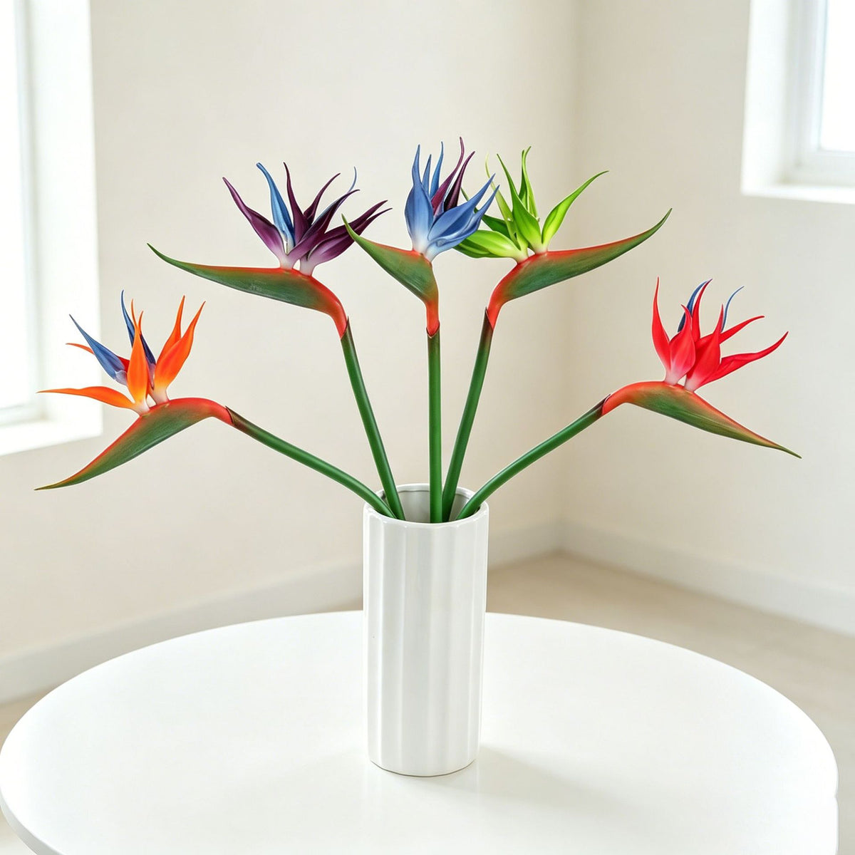 Paradiesvogelblume künstlich, 42 cm, Latex, hochrealistisch für Hochzeit, Hotel, Bürodeko, Innenraum, ohne Topf