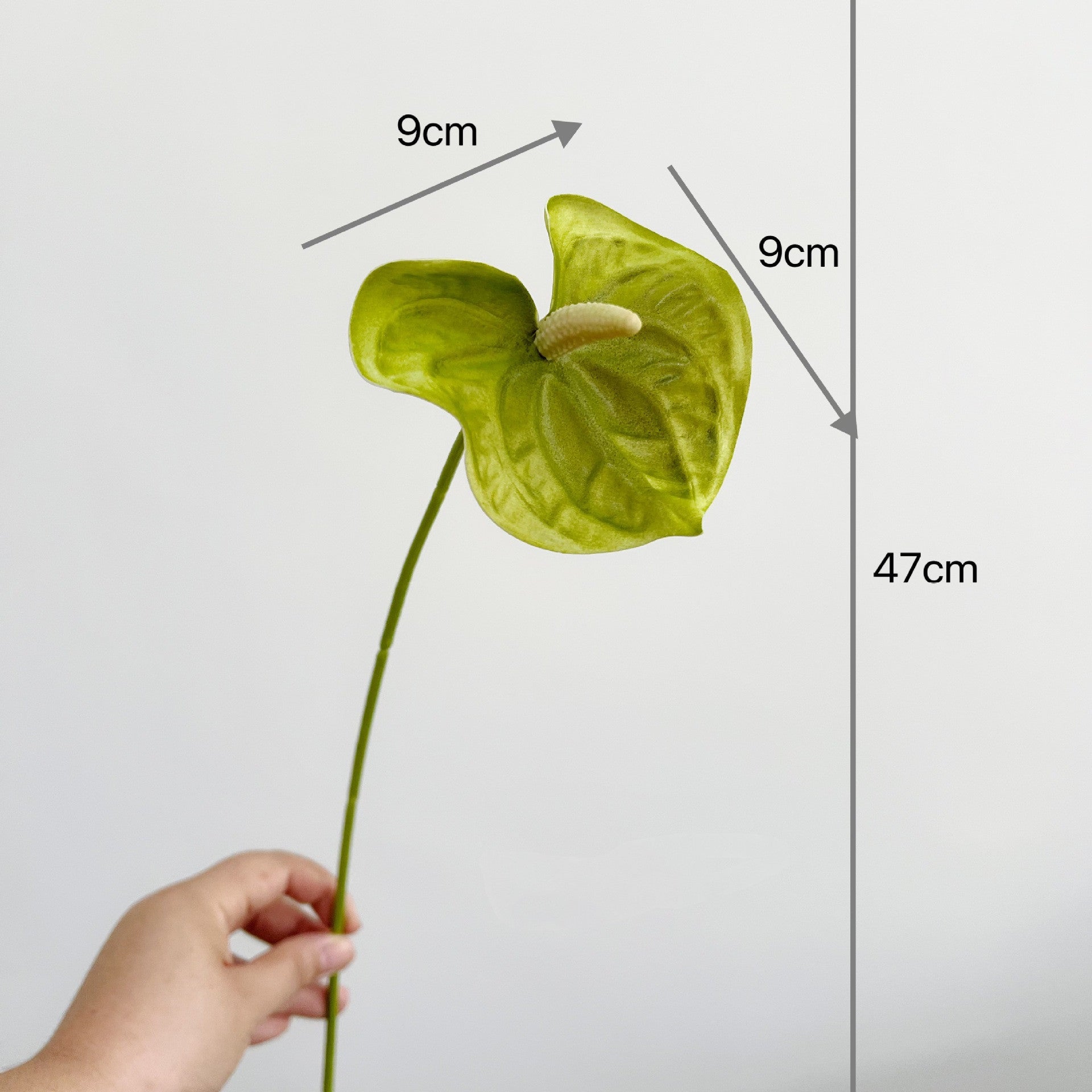Künstliche Anthurium Einzelstiel 47 cm, hochwertige PU-Anthurium für Hochzeitsdekoration, Wohnaccessoires, Einzelhandel