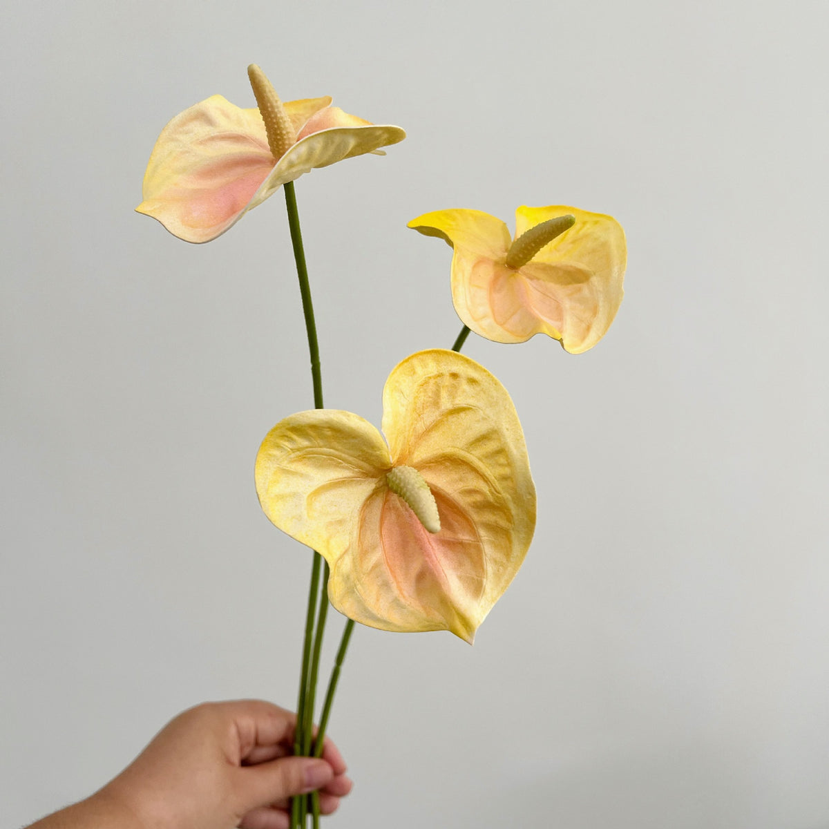 Künstliche Anthurium Einzelstiel 47 cm, hochwertige PU-Anthurium für Hochzeitsdekoration, Wohnaccessoires, Einzelhandel
