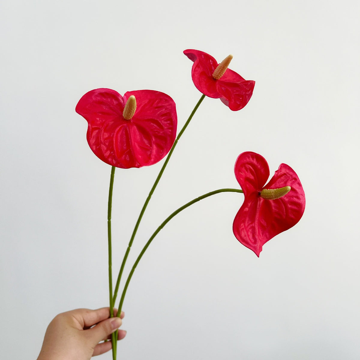 Künstliche Anthurium Einzelstiel 47 cm, hochwertige PU-Anthurium für Hochzeitsdekoration, Wohnaccessoires, Einzelhandel