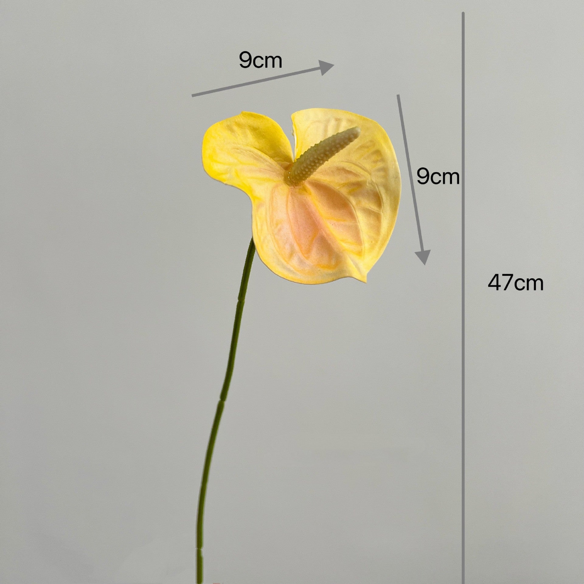 Künstliche Anthurium Einzelstiel 47 cm, hochwertige PU-Anthurium für Hochzeitsdekoration, Wohnaccessoires, Einzelhandel