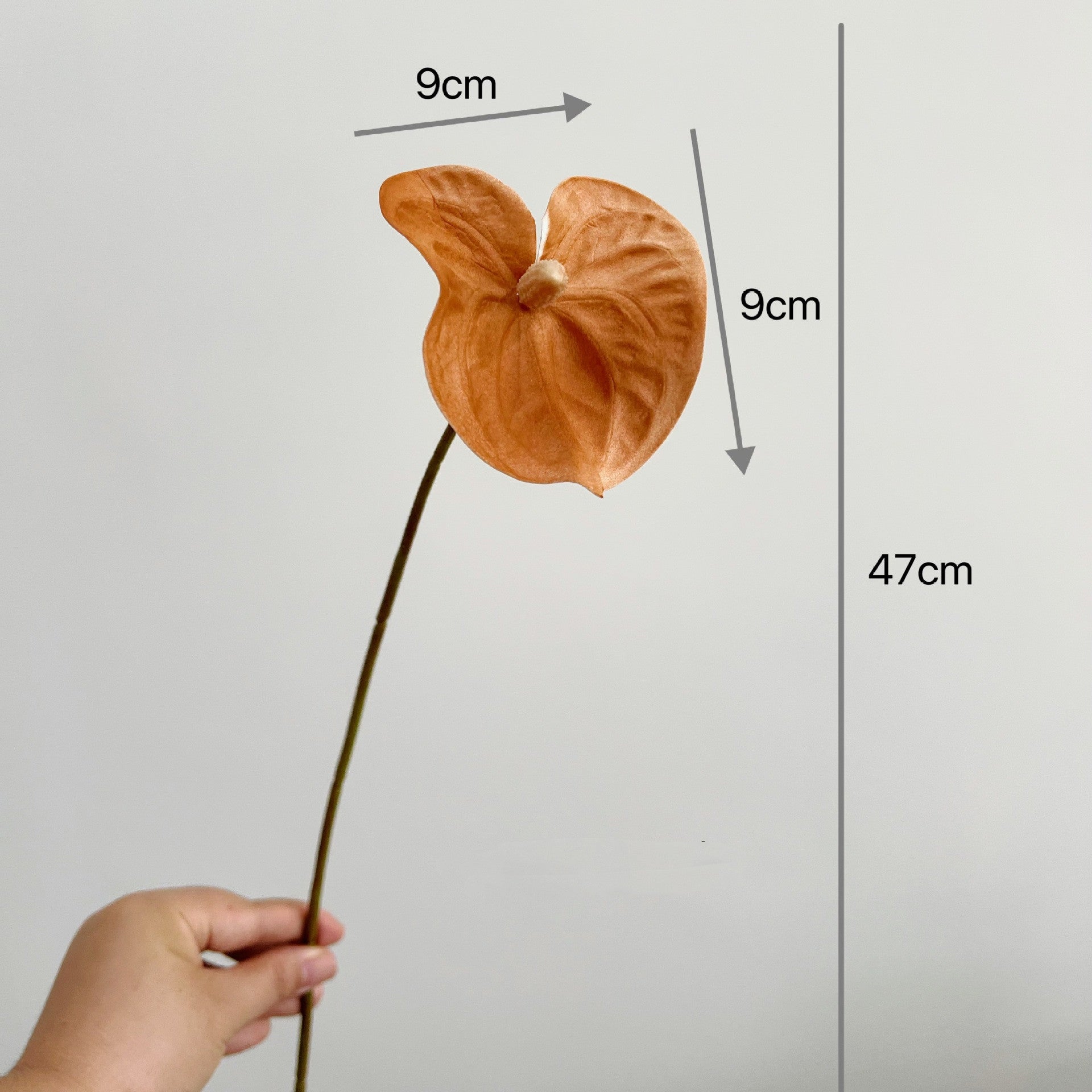 Künstliche Anthurium Einzelstiel 47 cm, hochwertige PU-Anthurium für Hochzeitsdekoration, Wohnaccessoires, Einzelhandel