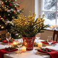 30 cm künstliche Kiefernzweige mit goldenen Beeren im Topf, Weihnachtsdeko, Tischdekoration, Hochzeitsevent, Ladenausstattung