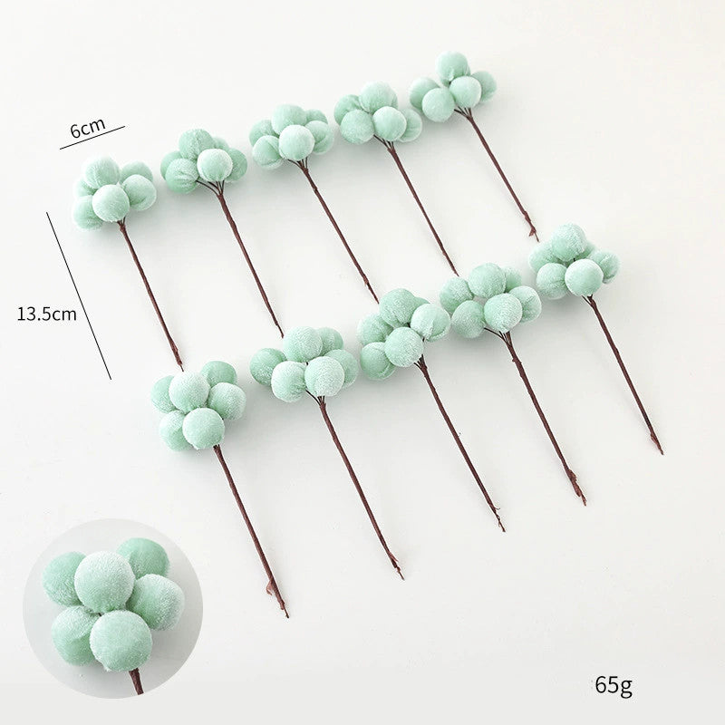 Weihnachts-Deko Zweige aus Samt, 10er Set (13,5 cm Länge, 6 cm Blütendurchmesser) für Baum, Gestecke, Kränze, Hochzeiten & Schaufenster