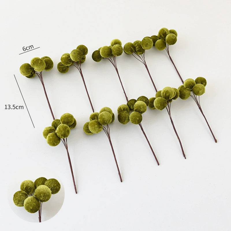 Weihnachts-Deko Zweige aus Samt, 10er Set (13,5 cm Länge, 6 cm Blütendurchmesser) für Baum, Gestecke, Kränze, Hochzeiten & Schaufenster