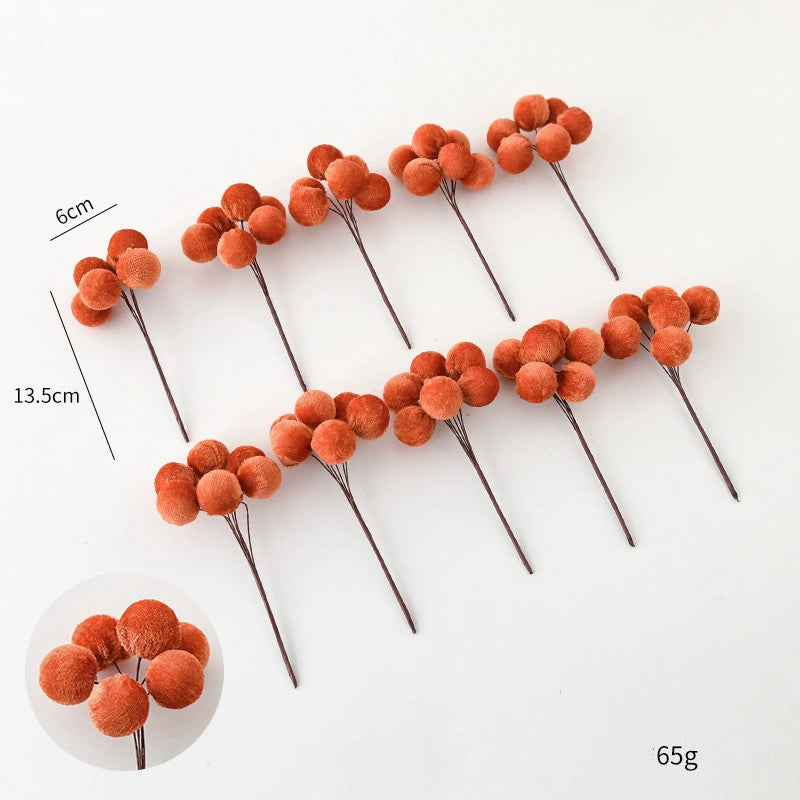 Weihnachts-Deko Zweige aus Samt, 10er Set (13,5 cm Länge, 6 cm Blütendurchmesser) für Baum, Gestecke, Kränze, Hochzeiten & Schaufenster