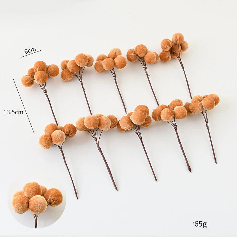 Weihnachts-Deko Zweige aus Samt, 10er Set (13,5 cm Länge, 6 cm Blütendurchmesser) für Baum, Gestecke, Kränze, Hochzeiten & Schaufenster