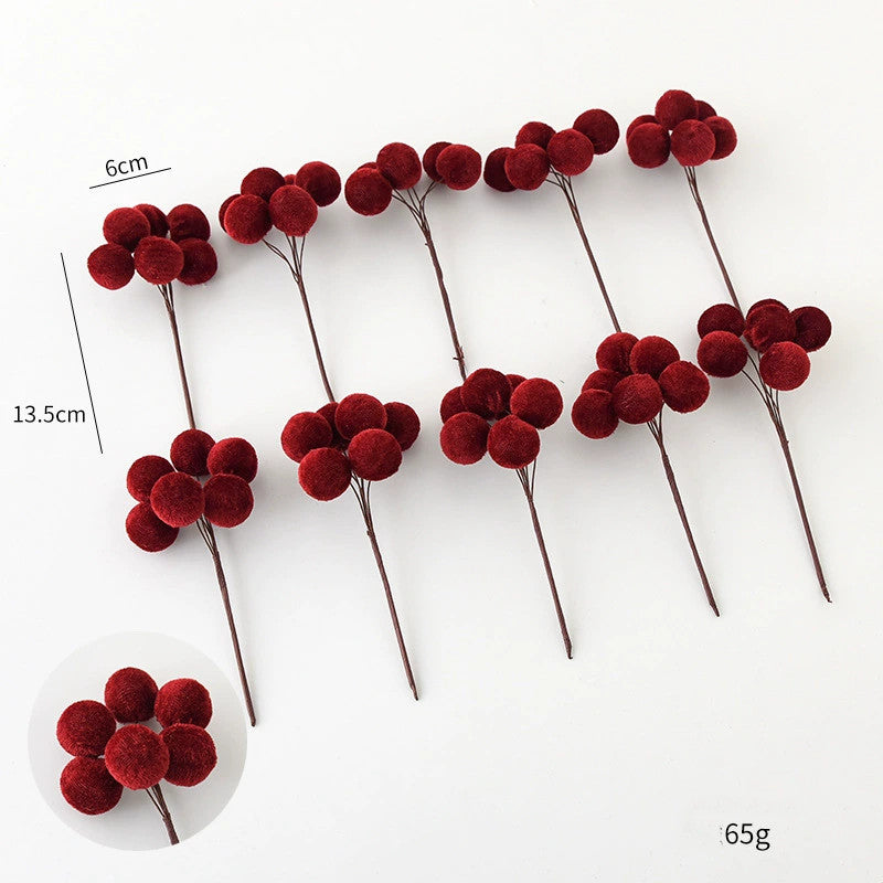 Weihnachts-Deko Zweige aus Samt, 10er Set (13,5 cm Länge, 6 cm Blütendurchmesser) für Baum, Gestecke, Kränze, Hochzeiten & Schaufenster