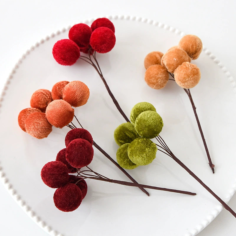 Weihnachts-Deko Zweige aus Samt, 10er Set (13,5 cm Länge, 6 cm Blütendurchmesser) für Baum, Gestecke, Kränze, Hochzeiten & Schaufenster