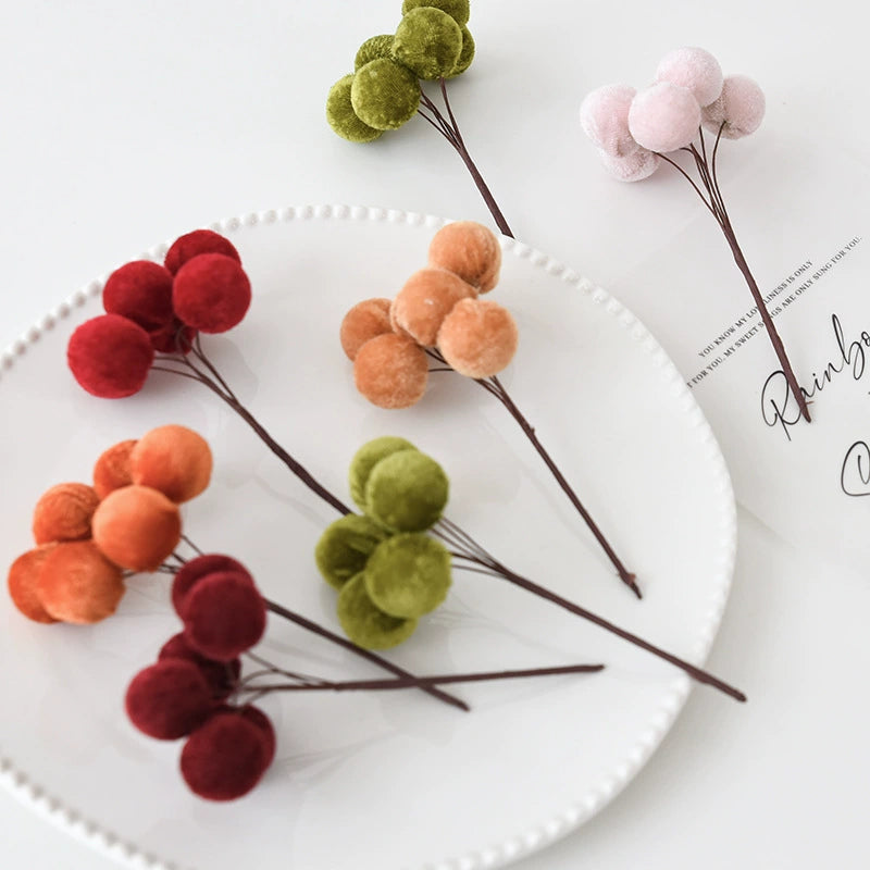 Weihnachts-Deko Zweige aus Samt, 10er Set (13,5 cm Länge, 6 cm Blütendurchmesser) für Baum, Gestecke, Kränze, Hochzeiten & Schaufenster