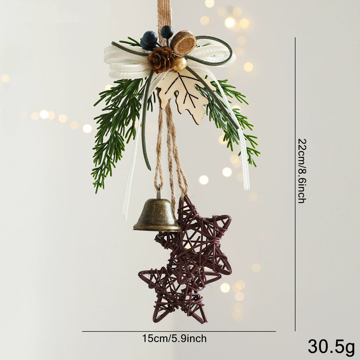 Weihnachtsschmuck Türdekoration Glockenanhänger für Baum, Fenster und Wanddekoration, 9 Stile, 30 cm, Kunststoff, realistische Optik für Festdekoration, Einzelhandel und Großhandel