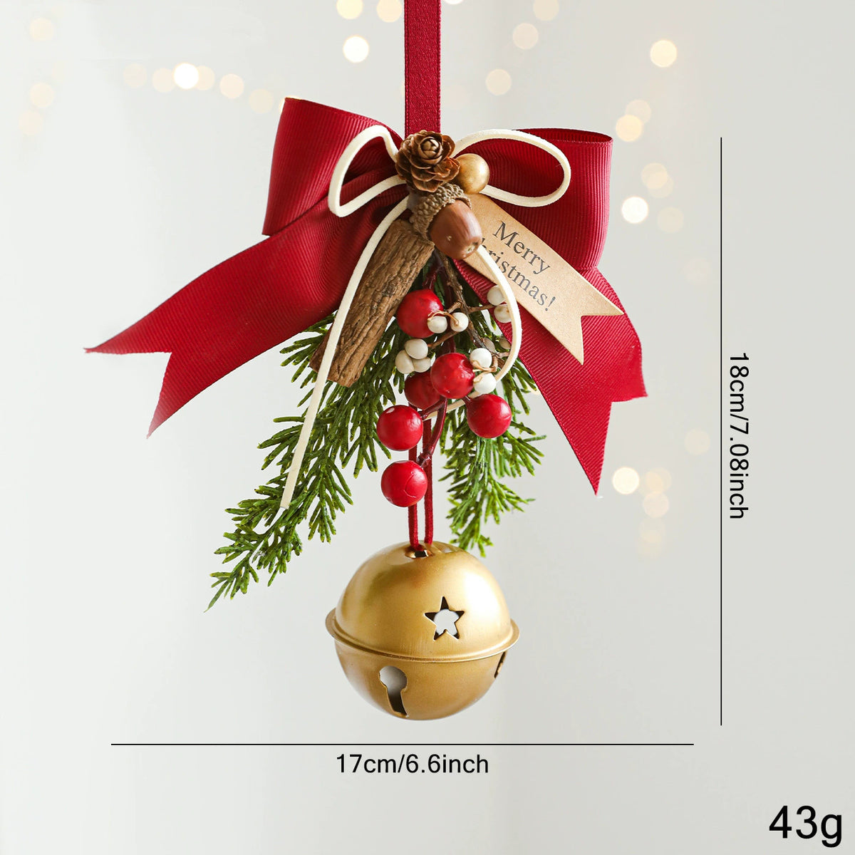 Weihnachtsschmuck Türdekoration Glockenanhänger für Baum, Fenster und Wanddekoration, 9 Stile, 30 cm, Kunststoff, realistische Optik für Festdekoration, Einzelhandel und Großhandel