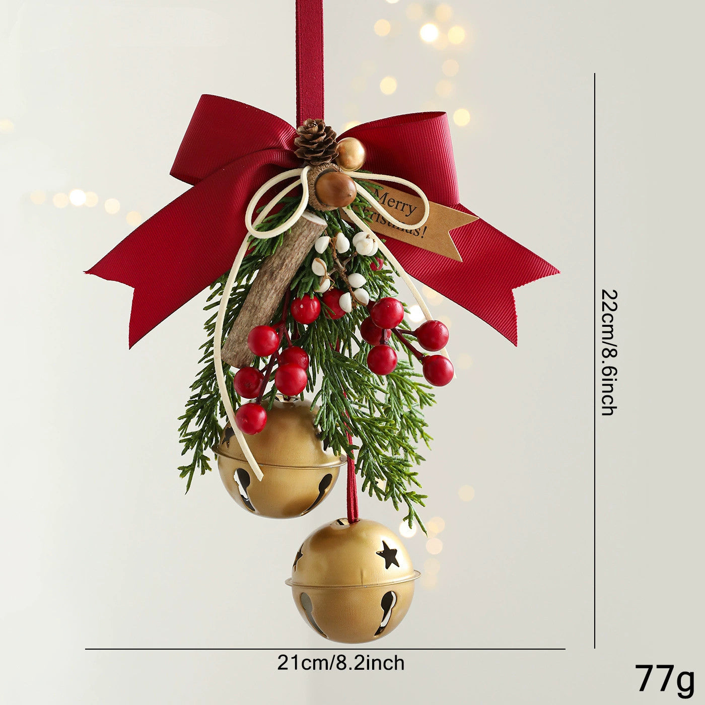 Weihnachtsschmuck Türdekoration Glockenanhänger für Baum, Fenster und Wanddekoration, 9 Stile, 30 cm, Kunststoff, realistische Optik für Festdekoration, Einzelhandel und Großhandel