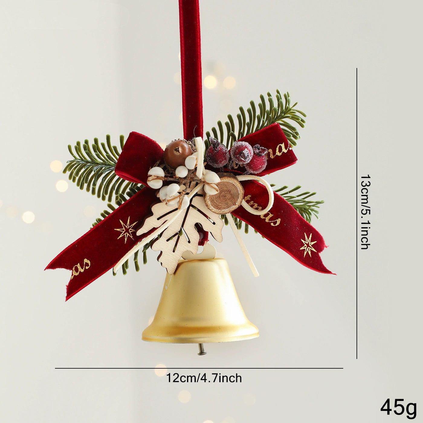 Weihnachtsschmuck Türdekoration Glockenanhänger für Baum, Fenster und Wanddekoration, 9 Stile, 30 cm, Kunststoff, realistische Optik für Festdekoration, Einzelhandel und Großhandel