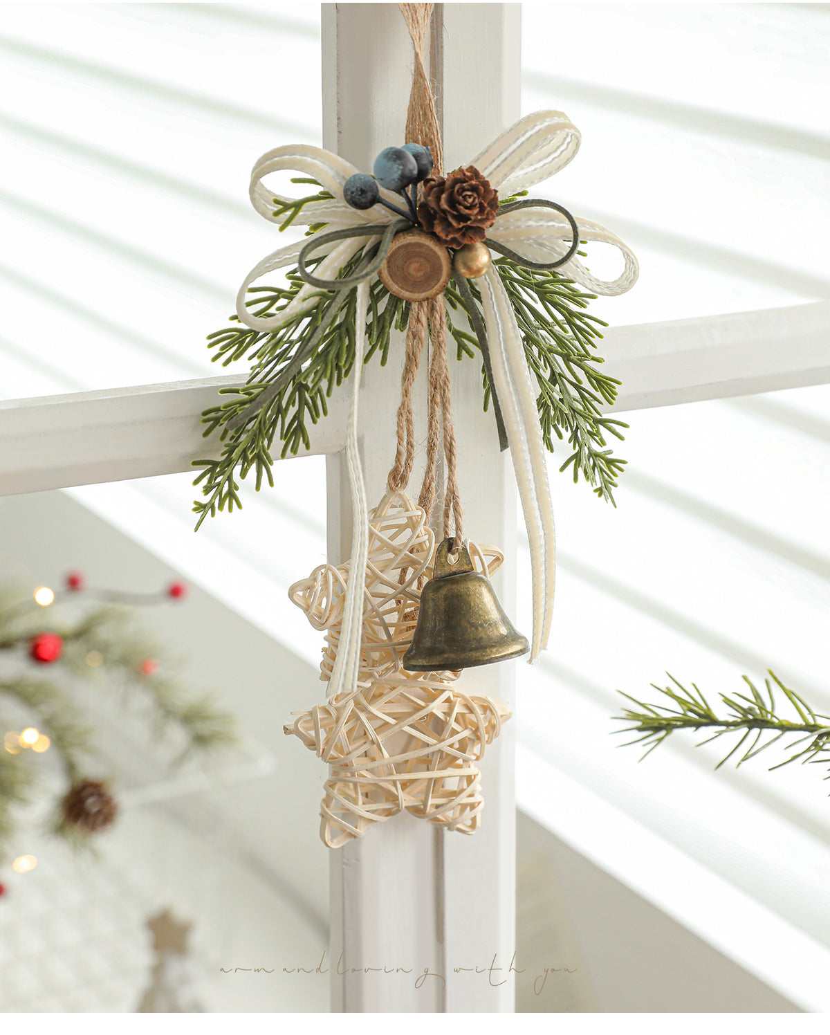 Weihnachtsschmuck Türdekoration Glockenanhänger für Baum, Fenster und Wanddekoration, 9 Stile, 30 cm, Kunststoff, realistische Optik für Festdekoration, Einzelhandel und Großhandel