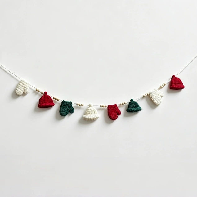 Weihnachts-Deko-Banner handgeflochten, 200 cm Länge, Schneeflocken & Tannenbaum-Motiv, Partydekoration, Ladenausstattung, Festtagsdekoration