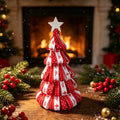 Künstlicher Weihnachtsbaum mit Schleife, 18 cm hoch, 9 cm breit, für Tischdekoration, Wohnkultur, Hochzeiten, Events