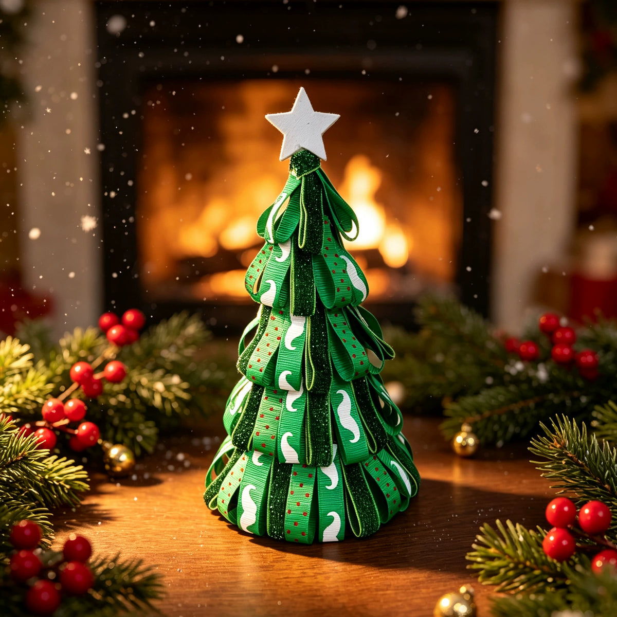 Künstlicher Weihnachtsbaum mit Schleife, 18 cm hoch, 9 cm breit, für Tischdekoration, Wohnkultur, Hochzeiten, Events