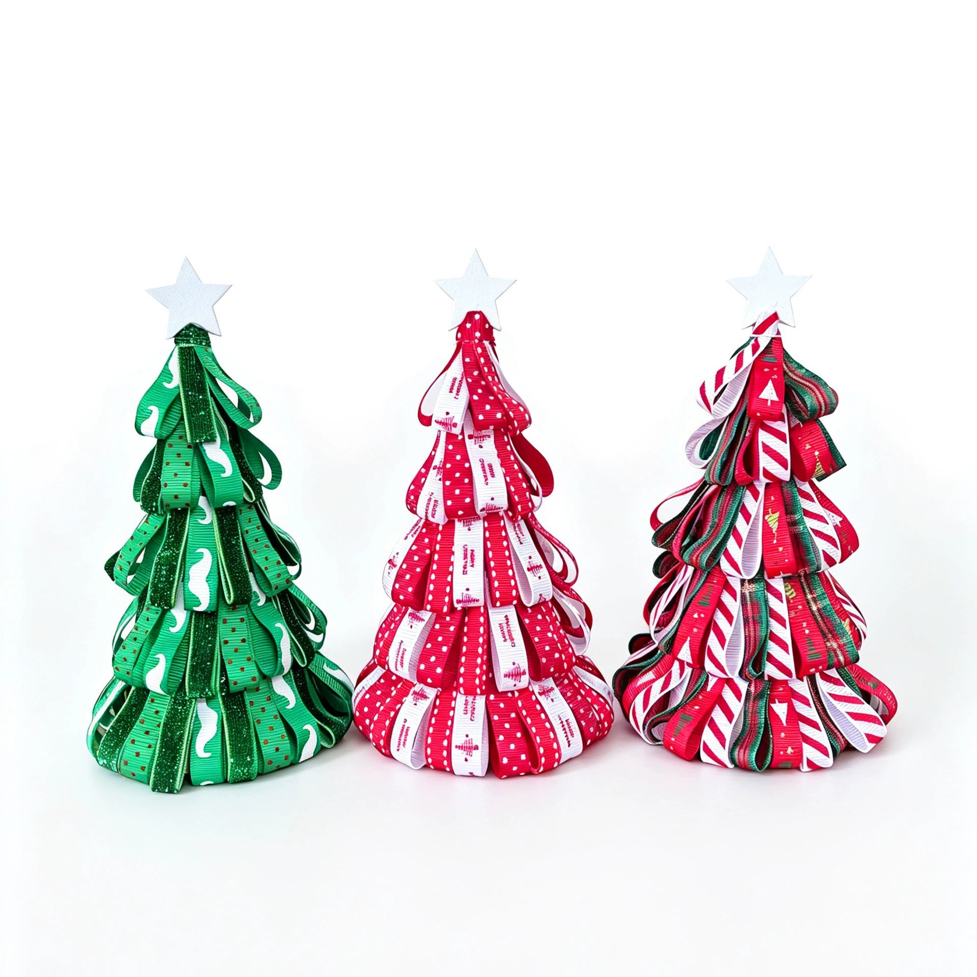 Künstlicher Weihnachtsbaum mit Schleife, 18 cm hoch, 9 cm breit, für Tischdekoration, Wohnkultur, Hochzeiten, Events
