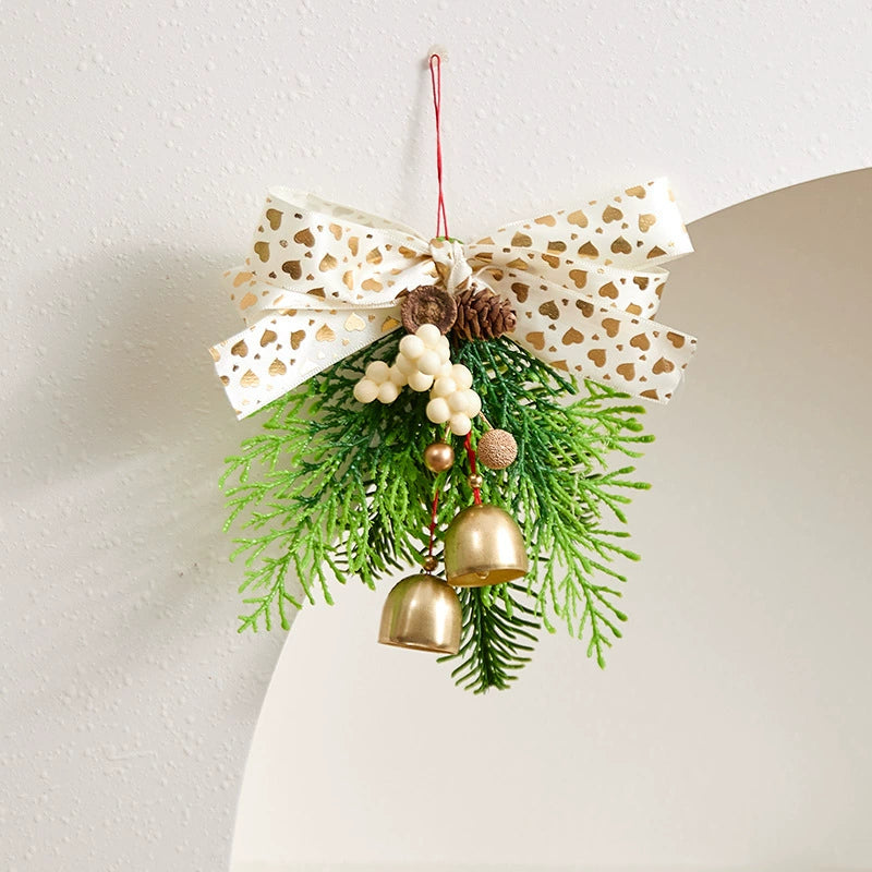 Weihnachtsglocken mit Schleife, 13x16 cm, realistische Kunststoff-Deko für Baum, Tür, Fenster, Hochzeit, Event, Gastgewerbe, 6 Designs