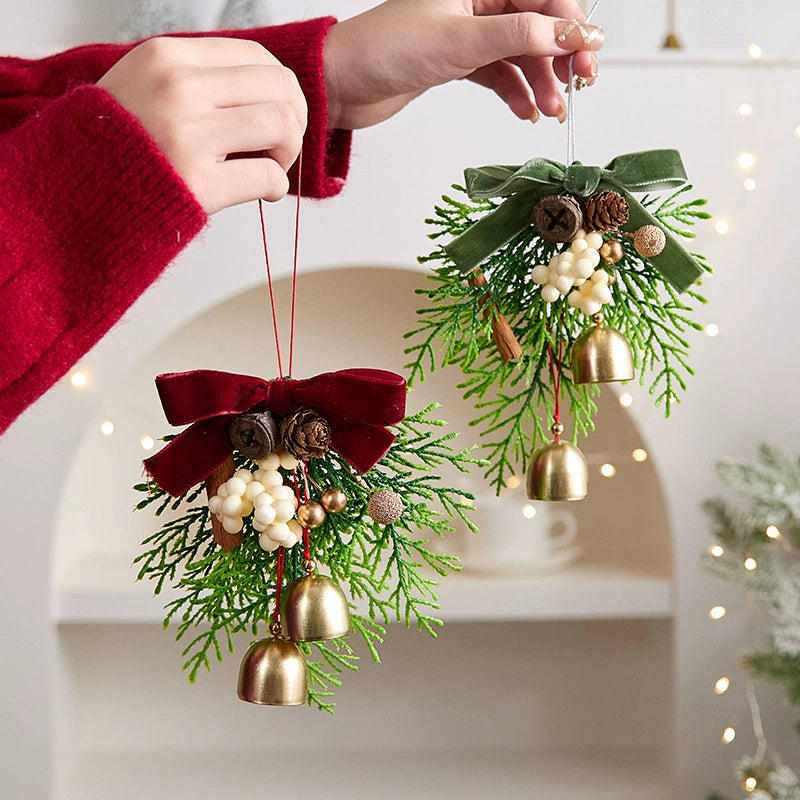 Weihnachtsglocken mit Schleife, 13x16 cm, realistische Kunststoff-Deko für Baum, Tür, Fenster, Hochzeit, Event, Gastgewerbe, 6 Designs