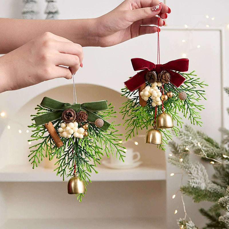Weihnachtsglocken mit Schleife, 13x16 cm, realistische Kunststoff-Deko für Baum, Tür, Fenster, Hochzeit, Event, Gastgewerbe, 6 Designs