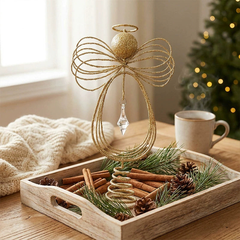 Weihnachtsbaum-Spitzenstern aus Kunststoff, 26,5 cm hoch, 15,5 cm breit, realistisch detailliert, für Baumspitze, Tischdeko, Weihnachtsdekoration