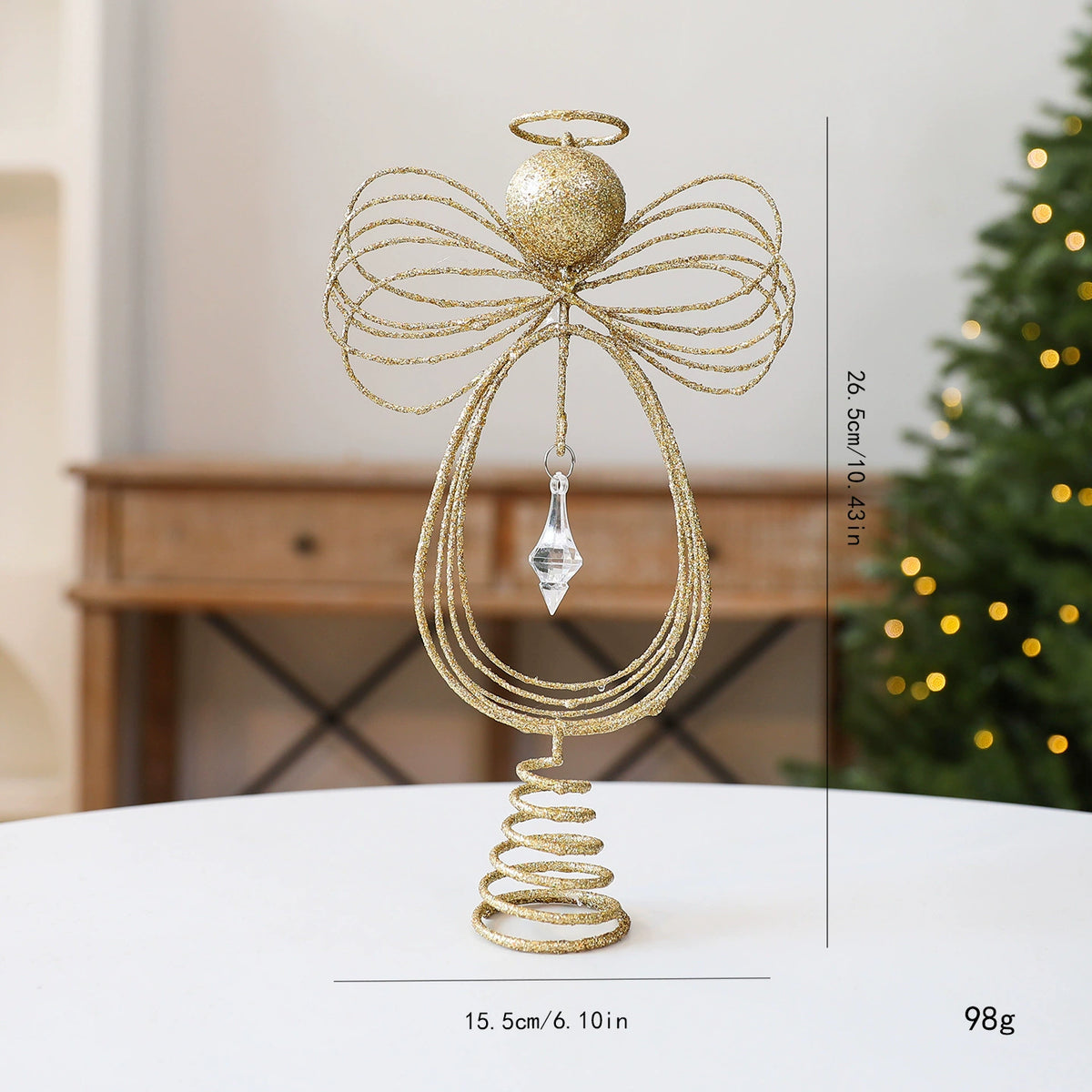 Weihnachtsbaum-Spitzenstern aus Kunststoff, 26,5 cm hoch, 15,5 cm breit, realistisch detailliert, für Baumspitze, Tischdeko, Weihnachtsdekoration