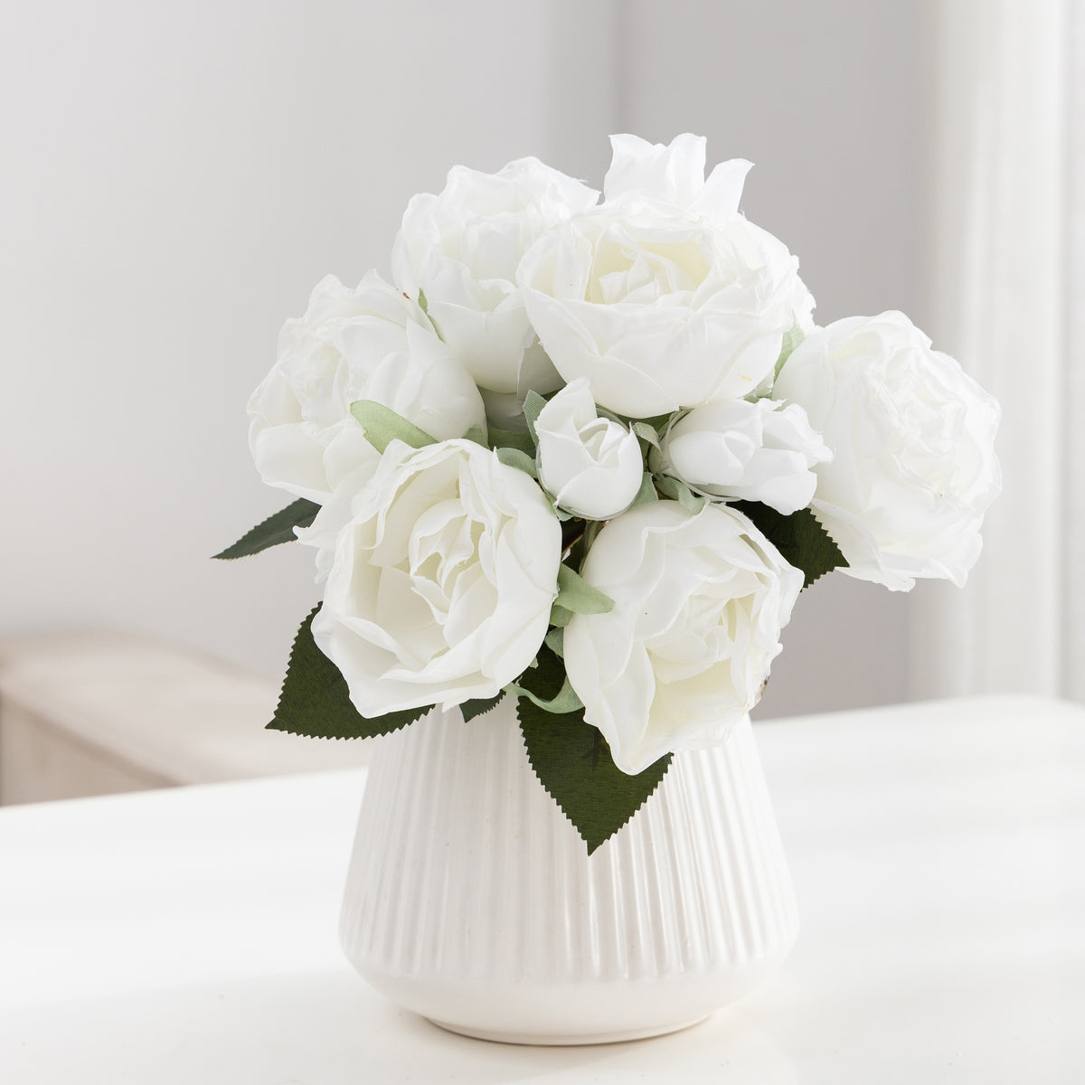 10er Set künstliche Rosen aus Seide, 27 cm Handstrauß, Hochzeit Dekoration, Wohnzimmer, Grabschmuck, realistische Optik