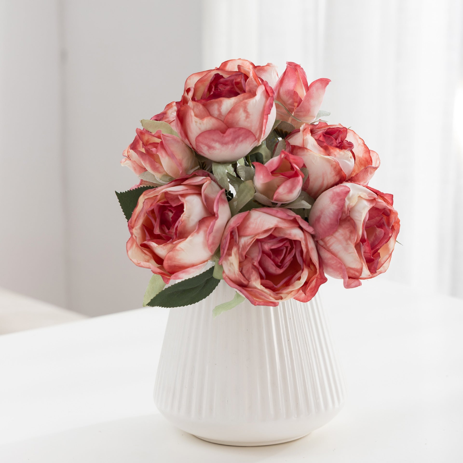 10er Set künstliche Rosen aus Seide, 27 cm Handstrauß, Hochzeit Dekoration, Wohnzimmer, Grabschmuck, realistische Optik