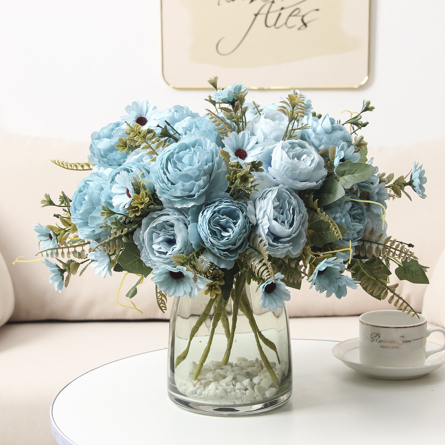 Künstliche Pfingstrosen aus Seide, 34 cm, 10 Blüten, realistisch, für Hochzeiten, Zuhause, Laden, Hotel