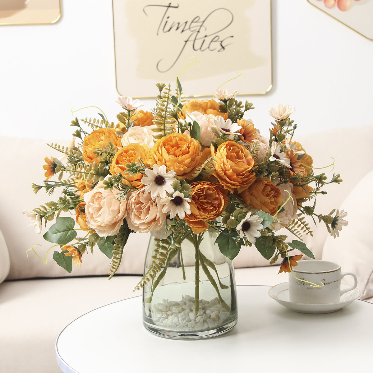 Künstliche Pfingstrosen aus Seide, 34 cm, 10 Blüten, realistisch, für Hochzeiten, Zuhause, Laden, Hotel