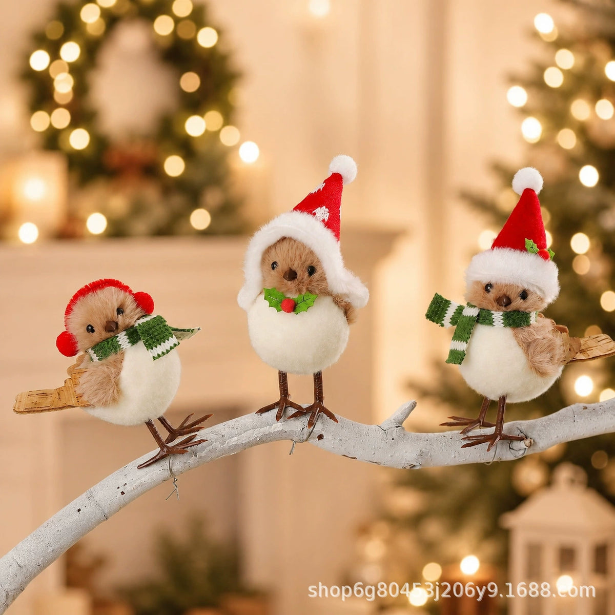 Weihnachtsbaum-Anhänger Vogel, 13 cm, flauschige Schaumstoff-Deko, realistische Optik für Tische, Schaufenster, Hochzeiten, Festtagsdekoration
