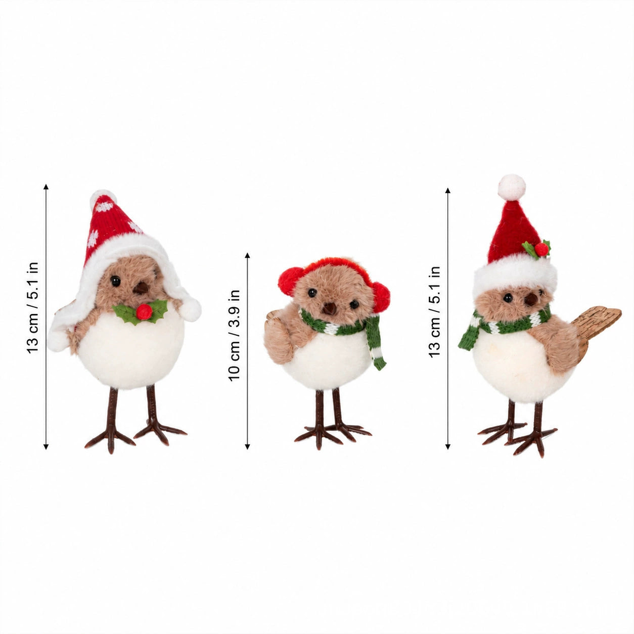 Weihnachtsbaum-Anhänger Vogel, 13 cm, flauschige Schaumstoff-Deko, realistische Optik für Tische, Schaufenster, Hochzeiten, Festtagsdekoration