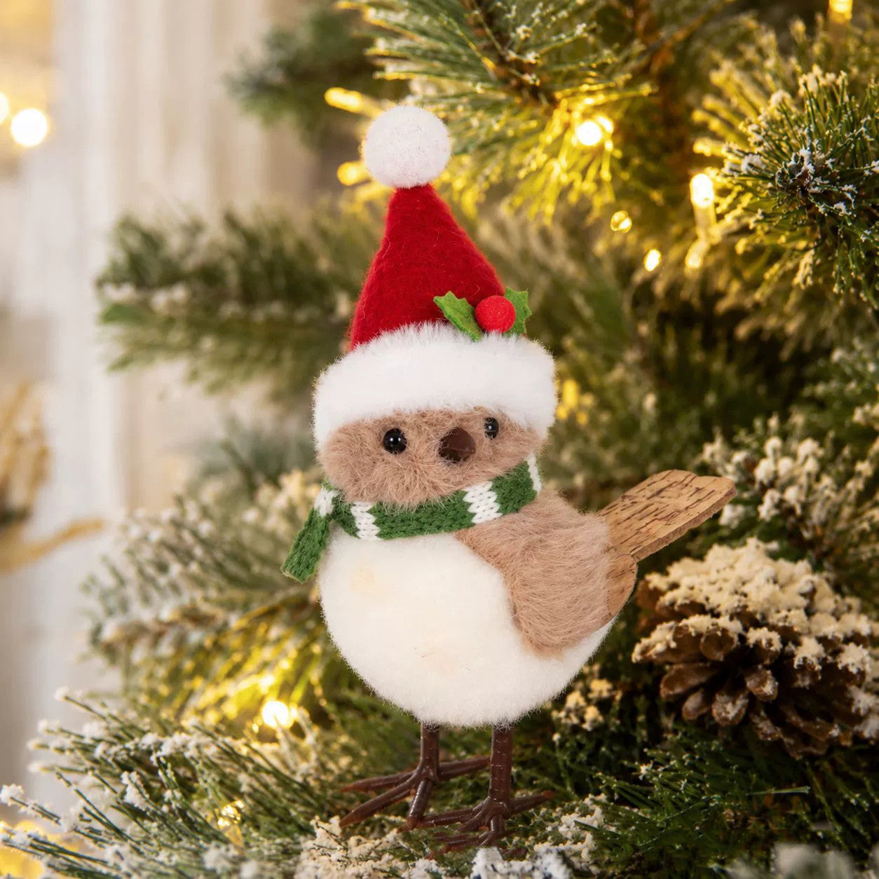 Weihnachtsbaum-Anhänger Vogel, 13 cm, flauschige Schaumstoff-Deko, realistische Optik für Tische, Schaufenster, Hochzeiten, Festtagsdekoration