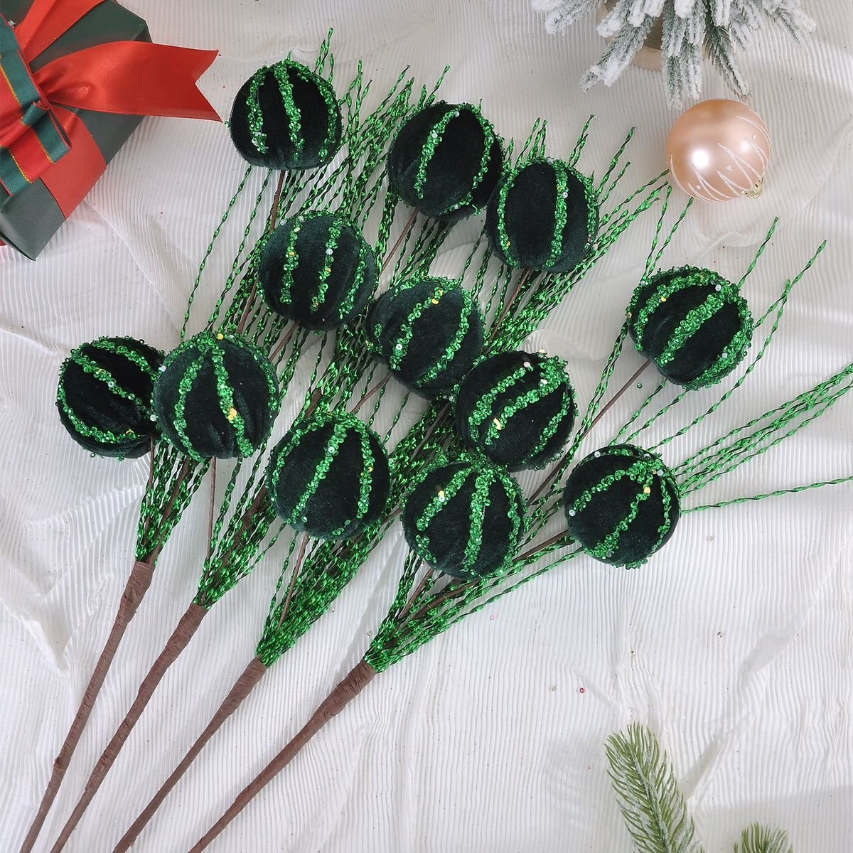 5er Set Christbaumschmuck, 69 cm hoch, Real-Touch Material, rot, grau, weiß, rosa, champagner, grün, für Weihnachtsdekoration, Hochzeiten, Einzelhandel
