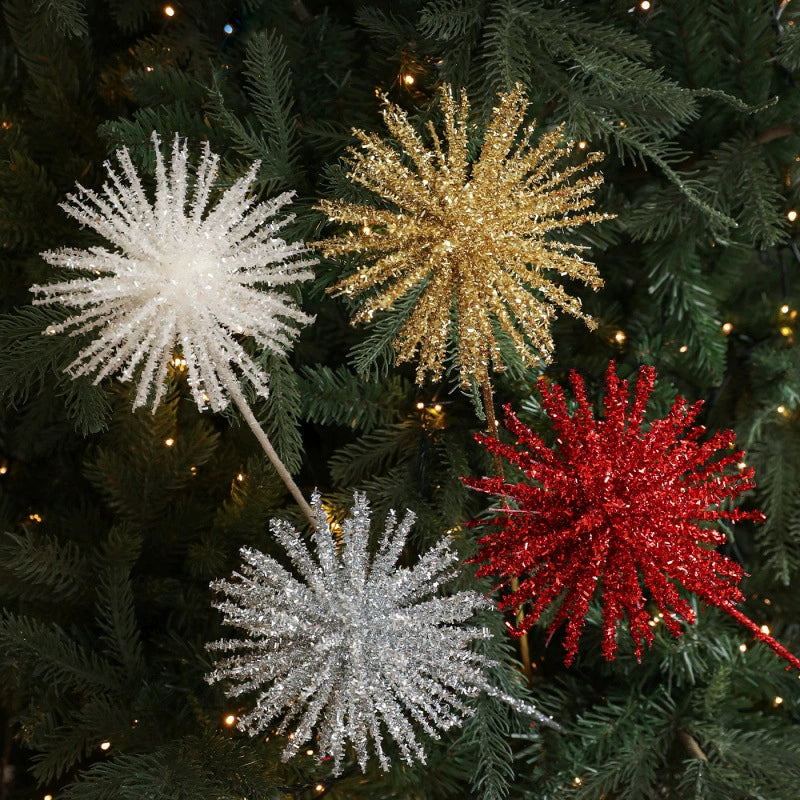 Weihnachtsbaum-Zweig mit Glitzer, 45 cm, Schaumstoff, gold/weiß/silber/rot, für Tischdeko, Events, Einzelhandel