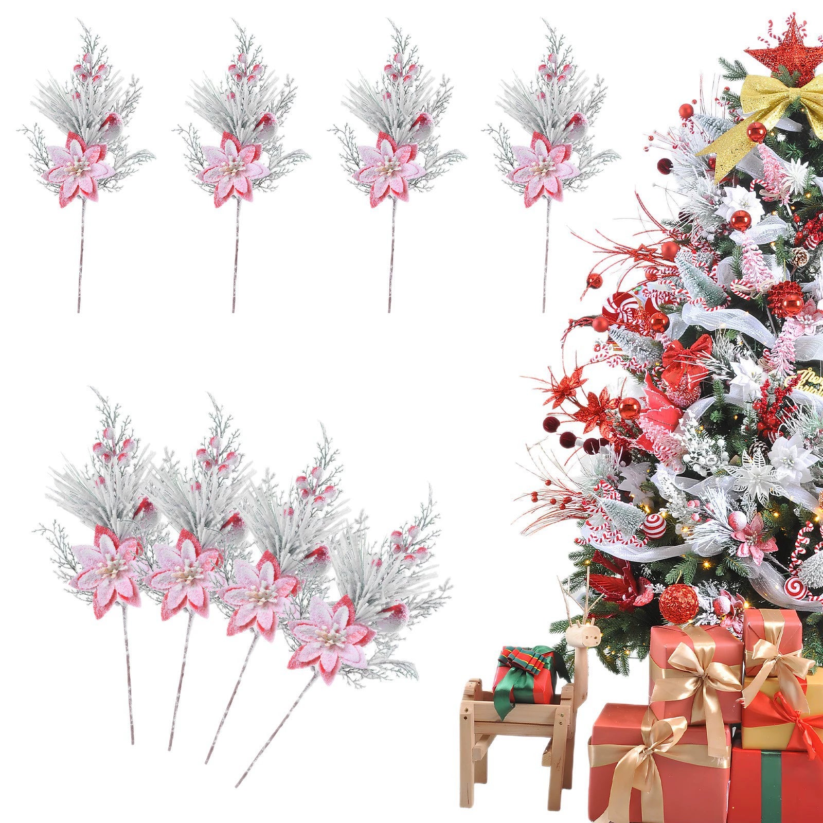 Set mit 5 Weihnachts-Lollipop-Dekorationen, 6 verschiedene Designs, 5 cm, Kunststoff, für Baumdekoration, Geschenkverpackung, DIY-Bastelprojekte