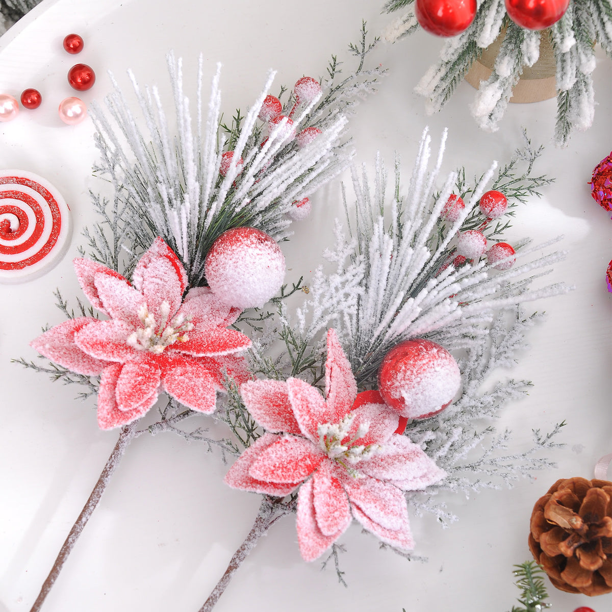 Set mit 5 Weihnachts-Lollipop-Dekorationen, 6 verschiedene Designs, 5 cm, Kunststoff, für Baumdekoration, Geschenkverpackung, DIY-Bastelprojekte