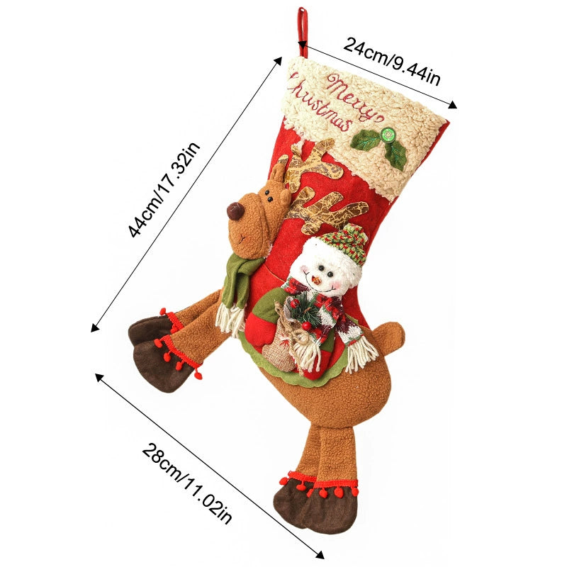 Weihnachtsdeko Weihnachtssocken, 44 cm lang, 28 cm breit, Geschenkidee, perfekt für Weihnachtsbaum, Wohnzimmer, Eventdekoration