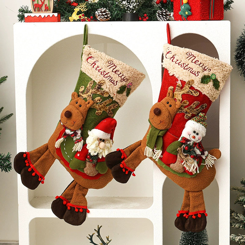 Weihnachtsdeko Weihnachtssocken, 44 cm lang, 28 cm breit, Geschenkidee, perfekt für Weihnachtsbaum, Wohnzimmer, Eventdekoration