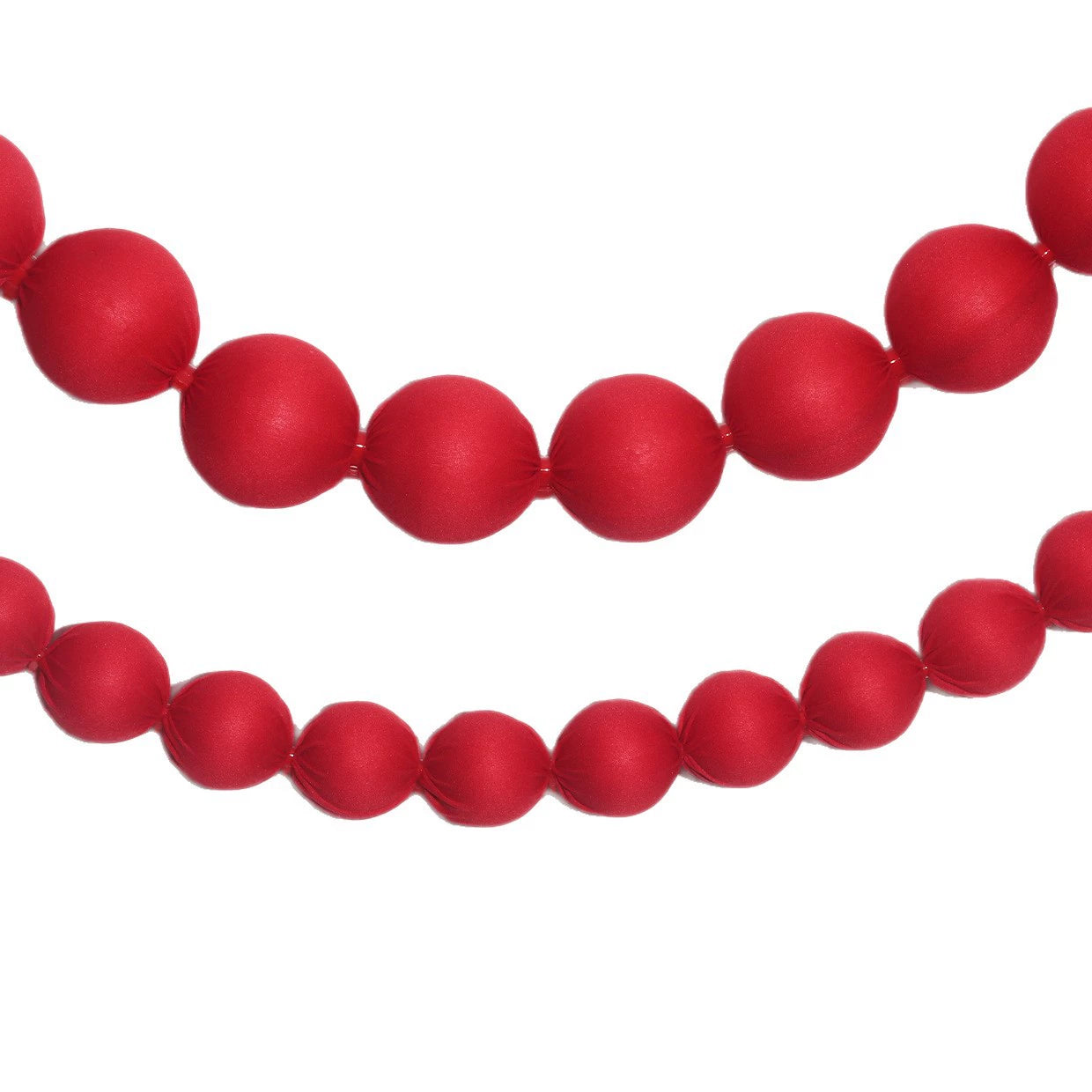 Rote Stoff-Kugelgirlande 230 cm, 18 Stück Ø7 cm – Weihnachtsdeko, Festtagsgestaltung, Ladenausstattung, Hochzeitsdekoration, ganzjährig nutzbar