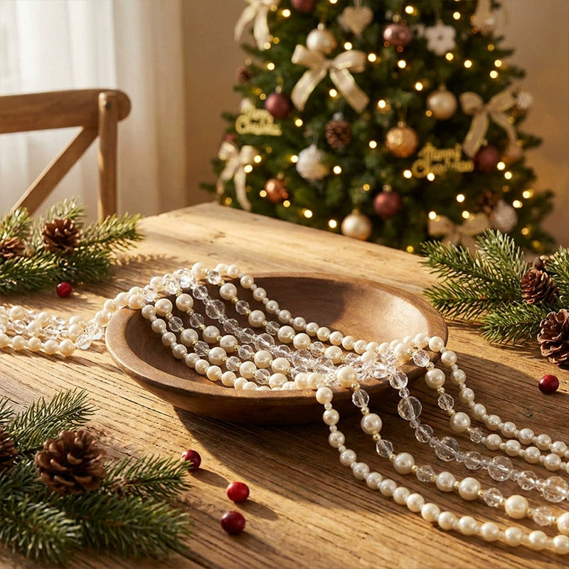 Weihnachtliche Perlen-Girlande, 120 cm, realistisch, für Baumdekoration, Hochzeiten, Events, Einzelhandel