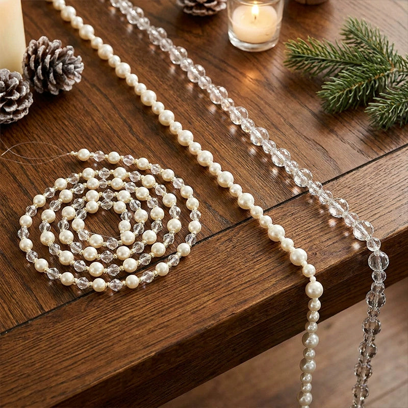 Weihnachtliche Perlen-Girlande, 120 cm, realistisch, für Baumdekoration, Hochzeiten, Events, Einzelhandel