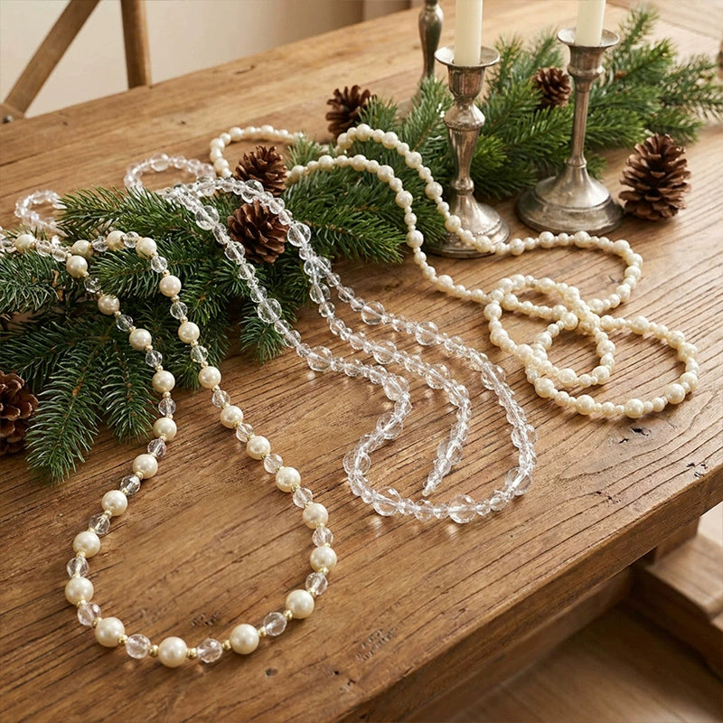 Weihnachtliche Perlen-Girlande, 120 cm, realistisch, für Baumdekoration, Hochzeiten, Events, Einzelhandel