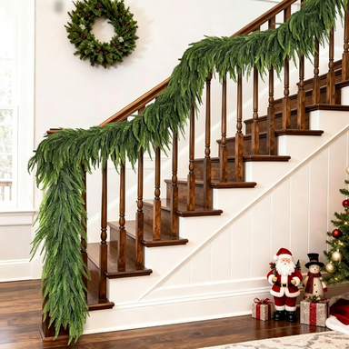 Künstliche Norfolk-Tanne Ranken 270 cm – Dekorative Kunststoff-Pflanzen für Weihnachten, Hochzeit, Innenraum, Shop-Deko, langlebig & pflegeleicht